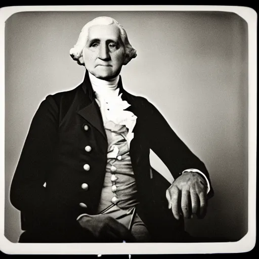 Image similar to photo of George Washington by Diane Arbus, 2022, black and white, high contrast, Rolleiflex, 55mm f/4 lens