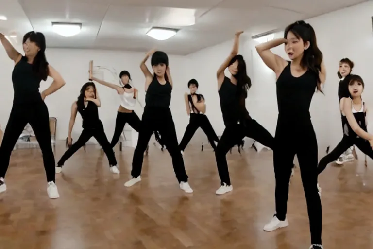 Image similar to a kpop girl group dance practice