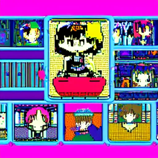 Image similar to anime vhs retro arcade girl 8 0 s