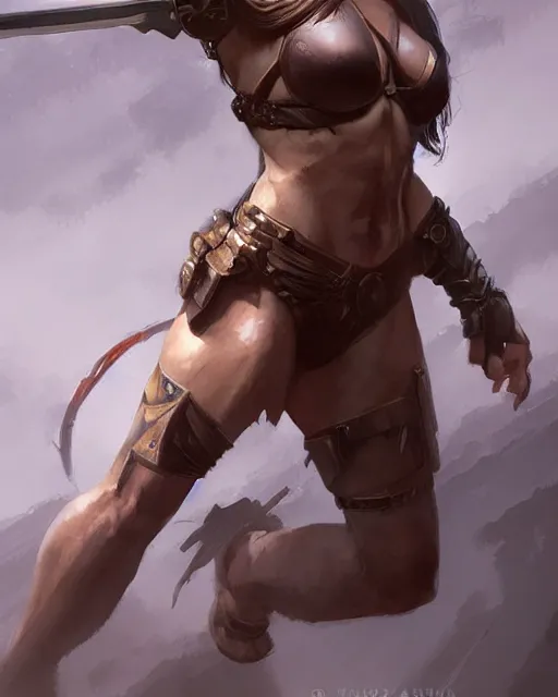 Image similar to beautiful female warrior, accurate anatomy, by stanley artgerm lau, wlop, rossdraws, frank frazetta, andrei riabovitchev, marc simonetti, tranding on artstation