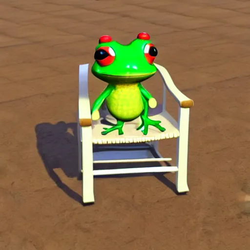 Image similar to froggy chair, 3d model, animal crossing, froggy chair, adorable, cute, detailed