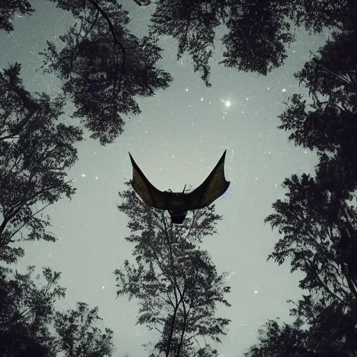 Image similar to Ghost of a cicada flying above the trees in the moonlight, 4k, HD