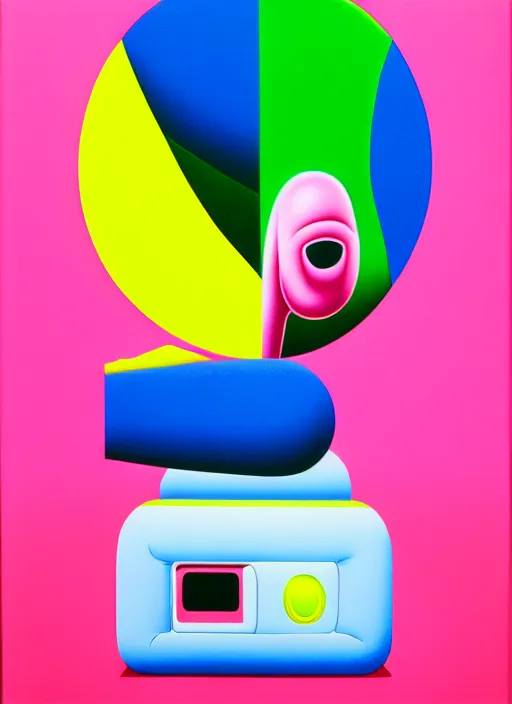 Prompt: inflate phone by shusei nagaoka, kaws, david rudnick, airbrush on canvas, pastell colours, cell shaded, 8 k