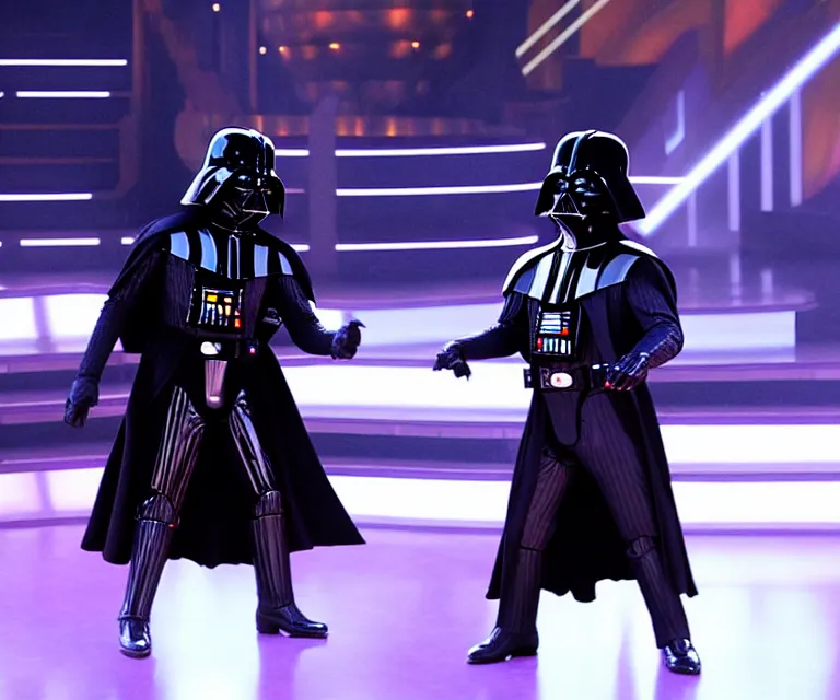 Prompt: still image of darth vader on dancing with the stars