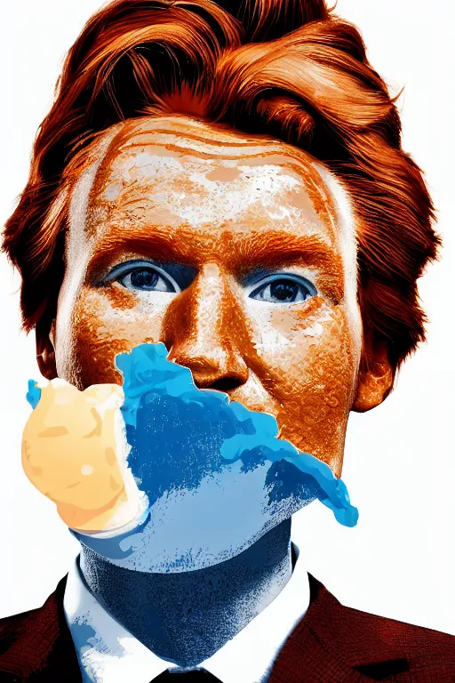 Image similar to 📷 conan o'brien the ice - cream cone 🍦, made of food, head portrait, dynamic lighting, 4 k