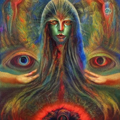 Image similar to the concept of a loving relationship, transcendence, airbrush art, shamanic dmt horror art, by edwin austin abbey