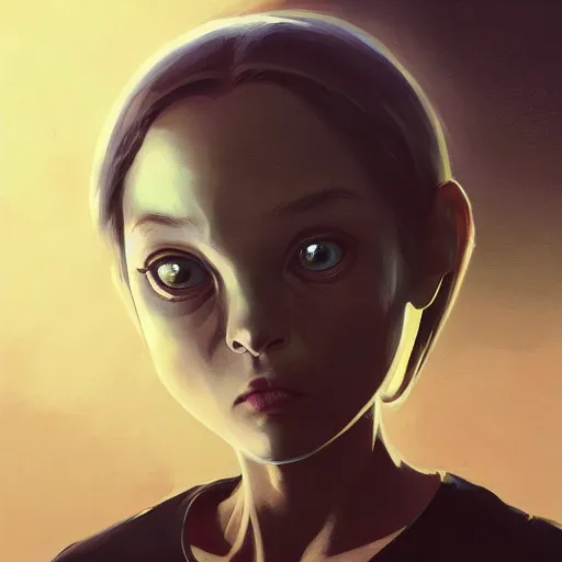 Prompt: a potrait of an alien with big eyes, scary - face, realistic shaded perfect face, fine details. night setting. realistic shaded lighting poster by ilya kuvshinov katsuhiro, magali villeneuve, artgerm, jeremy lipkin and michael garmash, rob rey and kentaro miura style, trending on art station