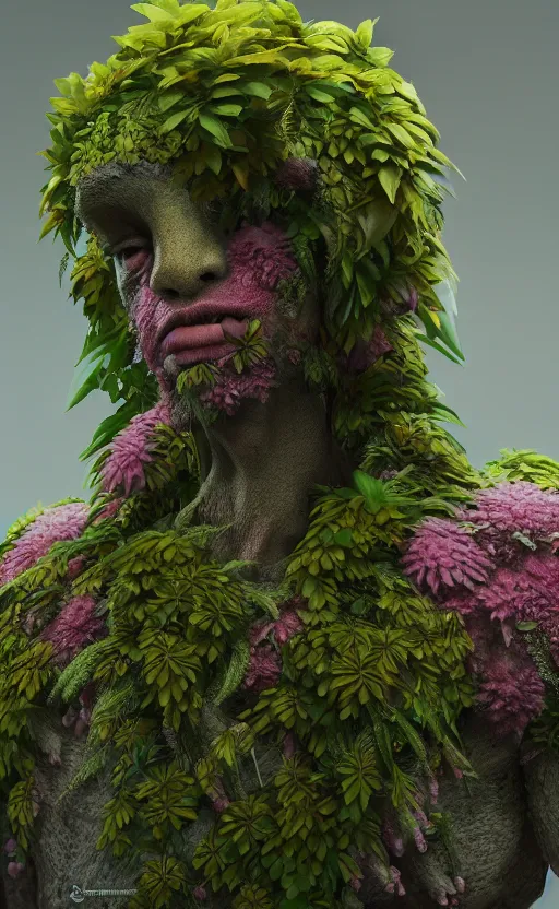 Image similar to a plant creature, foliage, plant filaments, flowers, humanoid shape, full body, photorealistic, 4 k, octane render, cinematic lighting, artistic photography, insanely detailed and intricate