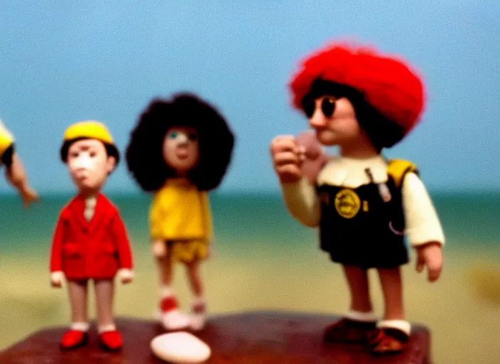 Prompt: 1 9 8 0 s cinematic screenshot cinestill portrait of a stop motion claymation film, moonrise kingdom, shallow depth of field, 1 8 mm, f 1. 8