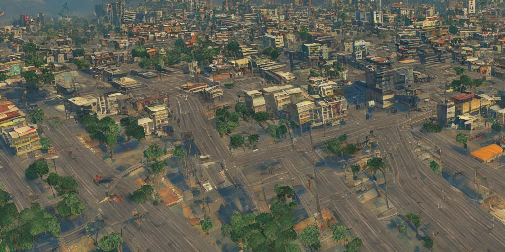 Image similar to guatemala city if it was a game like grand theft auto v