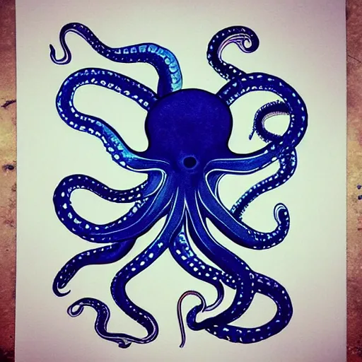 Image similar to “painted octopus fox, dotart, album art in the style of James Jean”