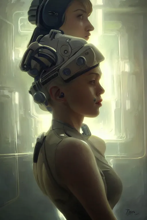 Prompt: portrait futuristic beautiful army navy Girl, at inside of a future submarine, ssci-fi, fantasy, intricate, very very beautiful, elegant, human anatomy, neon light, highly detailed, digital painting, artstation, concept art, soft light, hdri, smooth, sharp focus, illustration, art by tian zi and craig mullins and WLOP and alphonse mucha