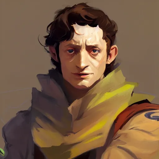 Image similar to greg manchess portrait painting of frodo beutlin as overwatch character, medium shot, asymmetrical, profile picture, organic painting, sunny day, matte painting, bold shapes, hard edges, street art, trending on artstation, by huang guangjian and gil elvgren and sachin teng