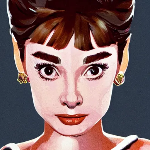 Image similar to Audrey Hepburn as a fry cook, high resolution fantasy concept art, intricate details, soft lighting