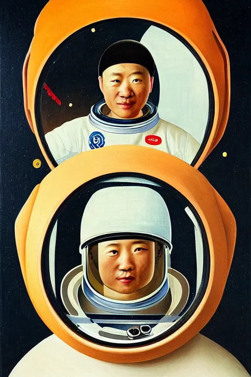 Image similar to portrait of a astronaut in astronaut helmets, by chinese meticulous painting