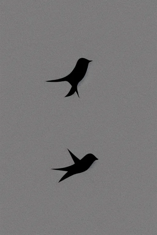 Image similar to a simple tattoo design of minimalist birds flying into in semi circle lines and simple basic shapes, black ink, abstract logo, line art