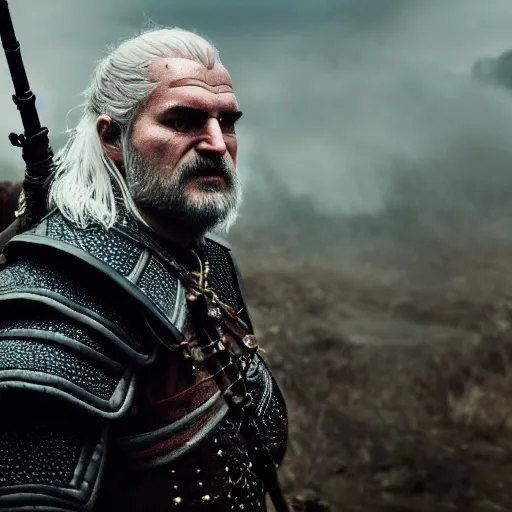 Prompt: Budai as The Witcher, 4K, epic, cinematic, focus, movie still, fantasy, serious, extreme detail, atmospheric, dark colour n- 9