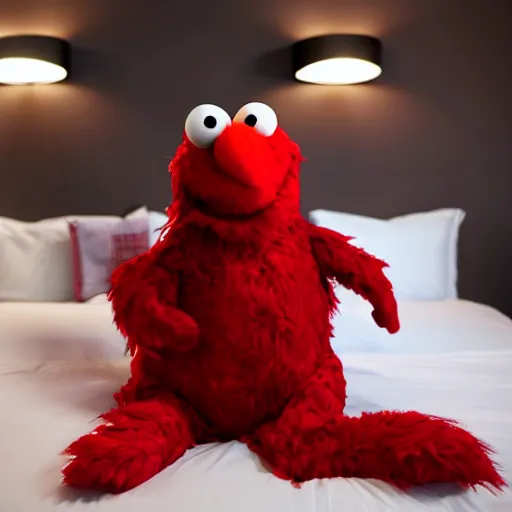 Prompt: thicc elmo on the bed