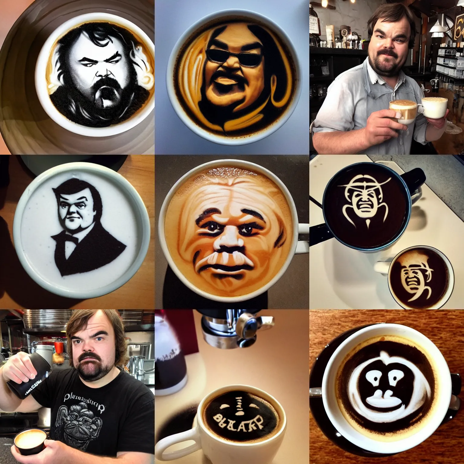 Prompt: jack black latte art