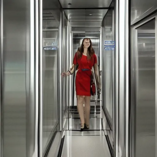 Prompt: too many elevators. all elevators have humans.