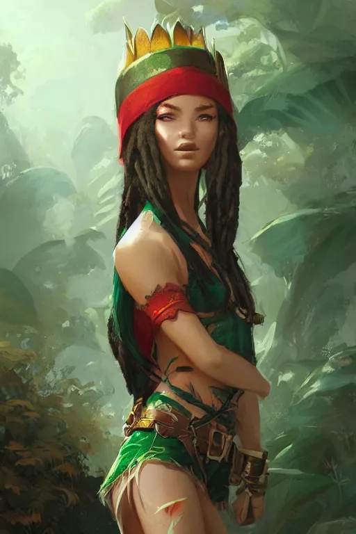 Prompt: A stunningly beautiful Rastafarian Elf woman by WLOP, greg rutkowski and ross tran