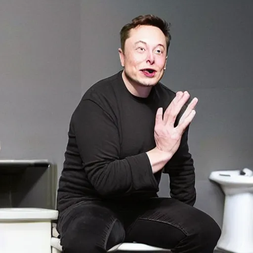 Image similar to elon musk sitting on toilet, but elon musk is yoda