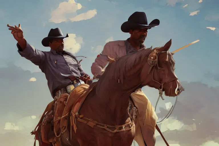 Image similar to old jamie foxx as a cowboy, single subject, scenic full shot, ambient lighting, detailed face, by makoto shinkai, stanley artgerm lau, wlop, rossdraws