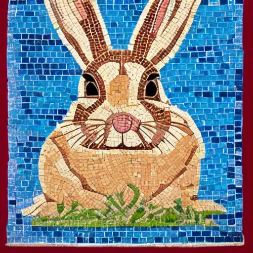 Prompt: a rabbit in the style of ancient mosaic