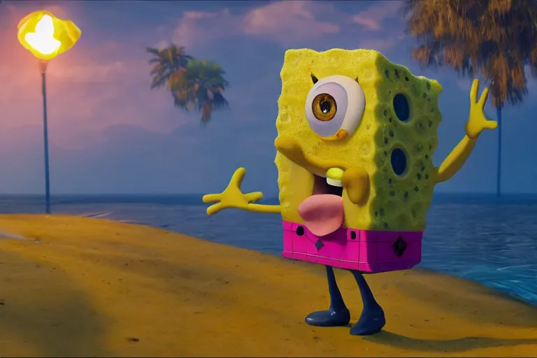 Image similar to hyperrealistic spongebob squarepants, high detailed, high resolution, cinematic lighting, hyperrealistic, realistic, 8k, hd