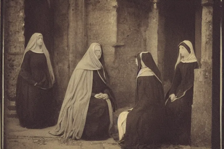 Prompt: the three marys at the sepulchre, julia margaret cameron