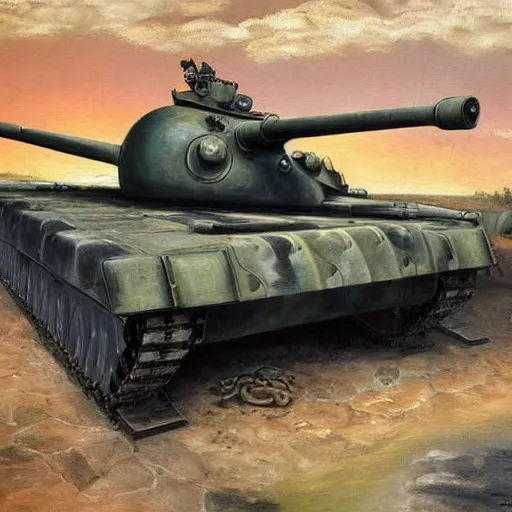 Image similar to a beautiful complex painting of a tank in the modern era