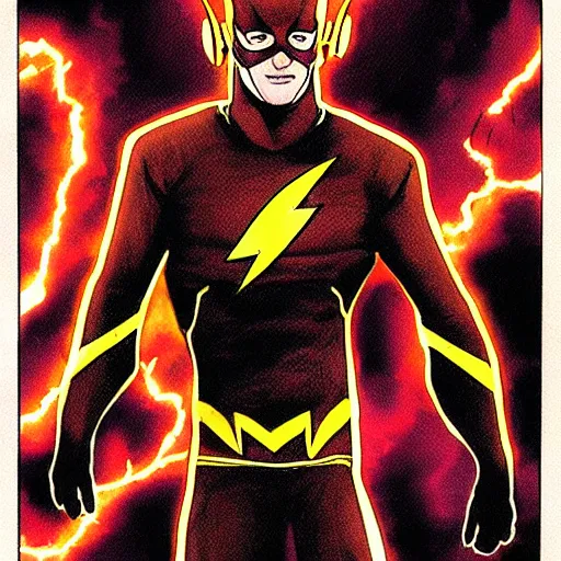Image similar to cover art of the flash as a tarot card