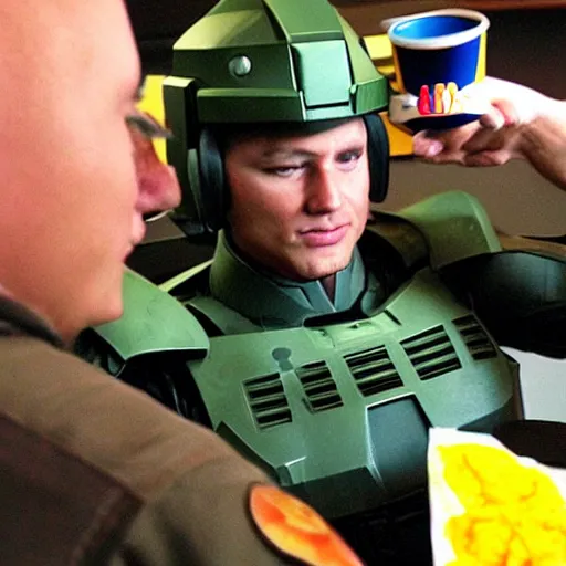 Image similar to Master Chief orders a meal from McDonalds, dated 2010