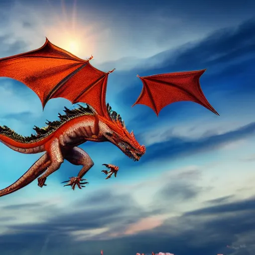 Prompt: photo of dragons flying over people, realistic, dslr, 8 k