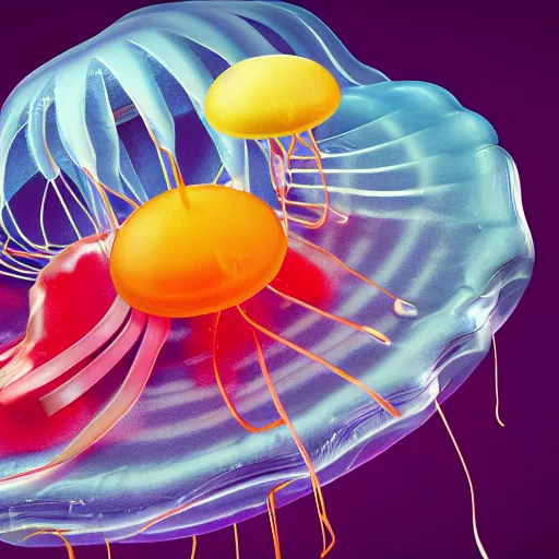 Image similar to hamburger mix jellyfish, cg, 8 k, sharp focus, style by andy warhol