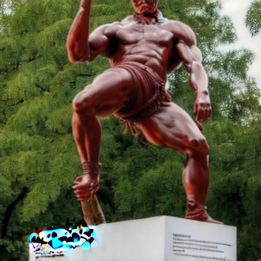 Prompt: museum van damm doing splits sit on the twine portrait statue monument made from porcelain brush face hand painted with iron red dragons full - length very very detailed intricate symmetrical well proportioned