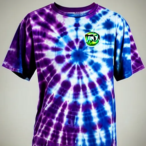 Image similar to A tie-dyed t-shirt with a Kirkland logo