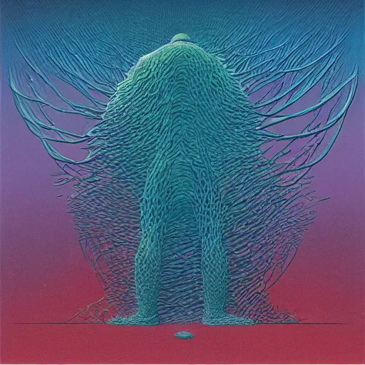 Image similar to textures silhouettes album cover designed by Jean Giraud, Moebius, Beksinski