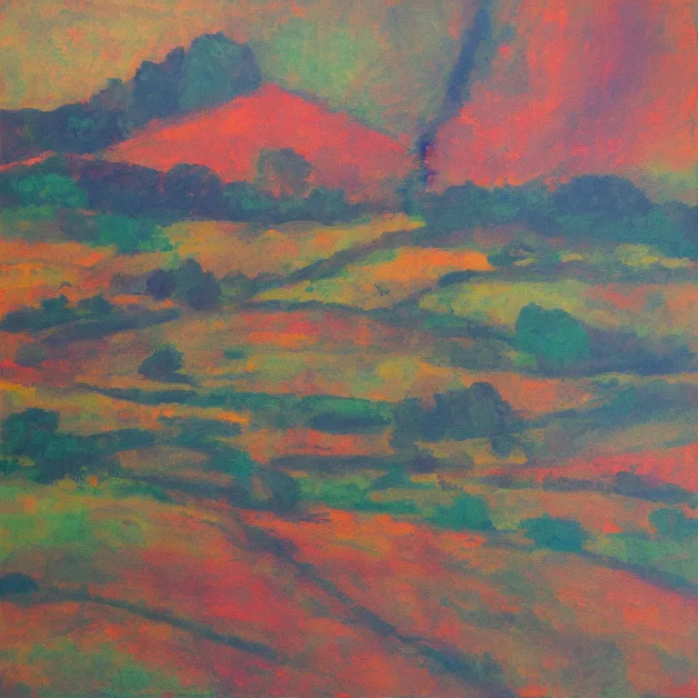 Image similar to rural landscape as contemplative and highly exciting abstract pieces with unobtrusive color tones.