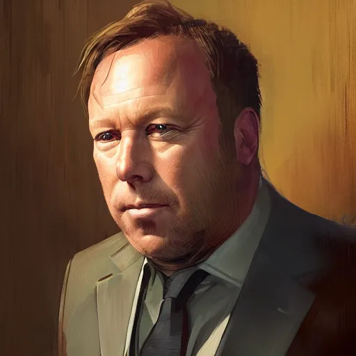 Image similar to alex jones portrait geog darrow greg rutkowski