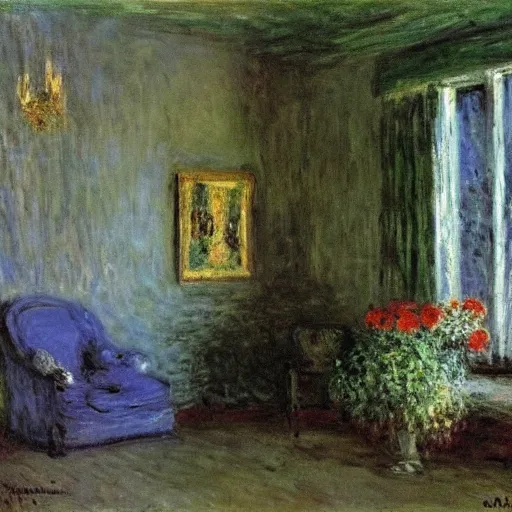 Prompt: the backrooms by claude monet