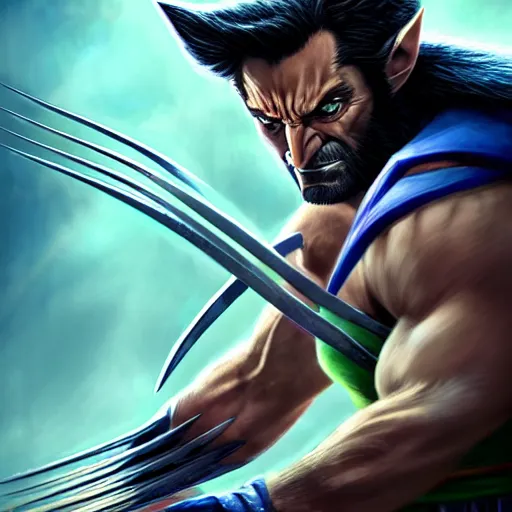 Prompt: wolverine and link from zelda , perfect eyes, full body shot, portrait, vivid colors, elegant, concept art, sharp focus, digital art, Hyper-realistic, 4K, Unreal Engine, Highly Detailed, HD, Dramatic Lighting by Brom, trending on Artstation