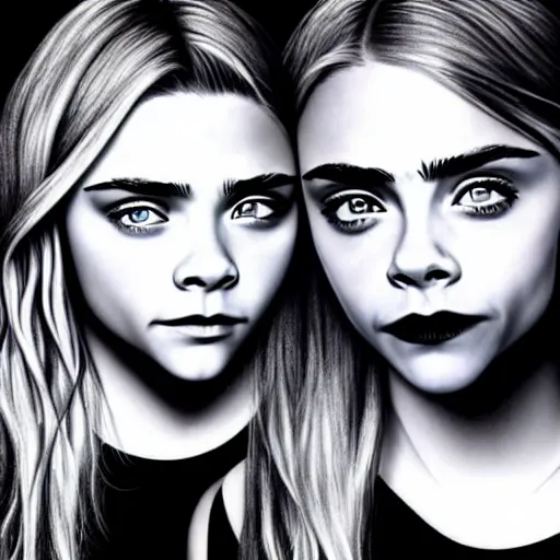 Prompt: a graphite sketch of Chloë Grace Moretz with Cara Delevingne's eyebrows