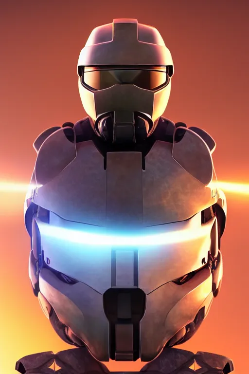 Image similar to robot ninja mask helmet halo master chief radiating a glowing aura global illumination ray tracing hdr fanart arstation by ian pesty and katarzyna da „ bek - chmiel