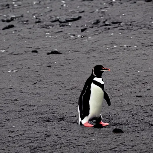 Prompt: penguin on lava.