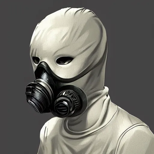 Image similar to concept art of gas mask by jama jurabaev, brush hard, artstation, cgsociety, high quality, brush stroke