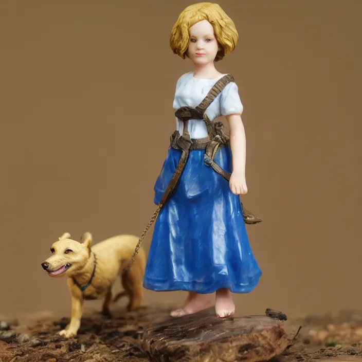 Prompt: 80mm resin detailed miniature of a Girl with a Dog, Product Introduction Photos, 4K, Full body, Simple Background