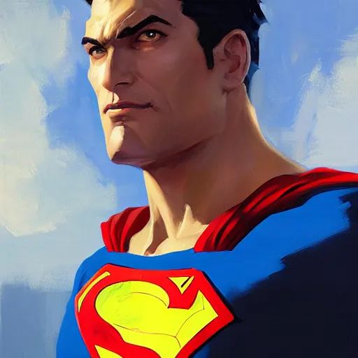 Prompt: greg manchess portrait painting of armoed superman as overwatch character, medium shot, asymmetrical, profile picture, organic painting, sunny day, matte painting, bold shapes, hard edges, street art, trending on artstation, by huang guangjian and gil elvgren and sachin teng