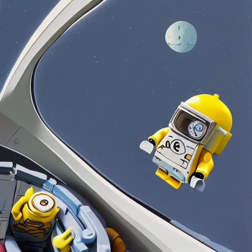 Image similar to lego astronaut minion in the spaceship by goro fujita, realism, sharp details, cinematic, highly detailed, digital, 3 d