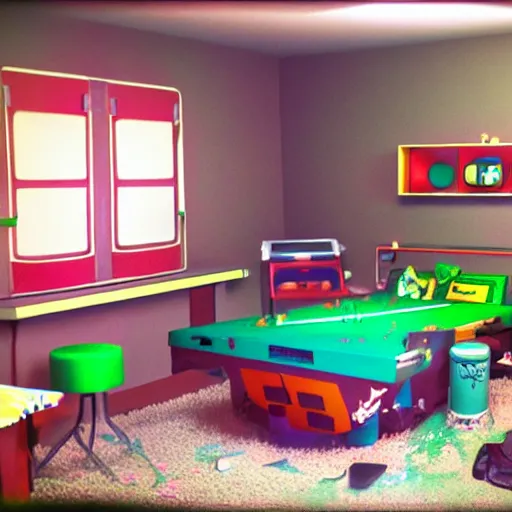 Prompt: eighties gamer boy room, photorealistic, super realistic, messy, render, 3 d